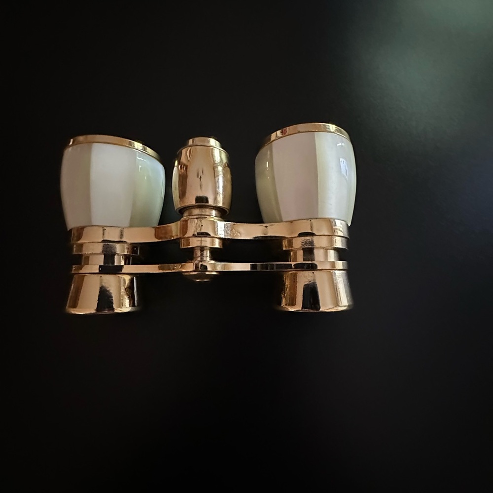 Elegant Gold and Cream MAY FLOWER Opera Glasses—3X